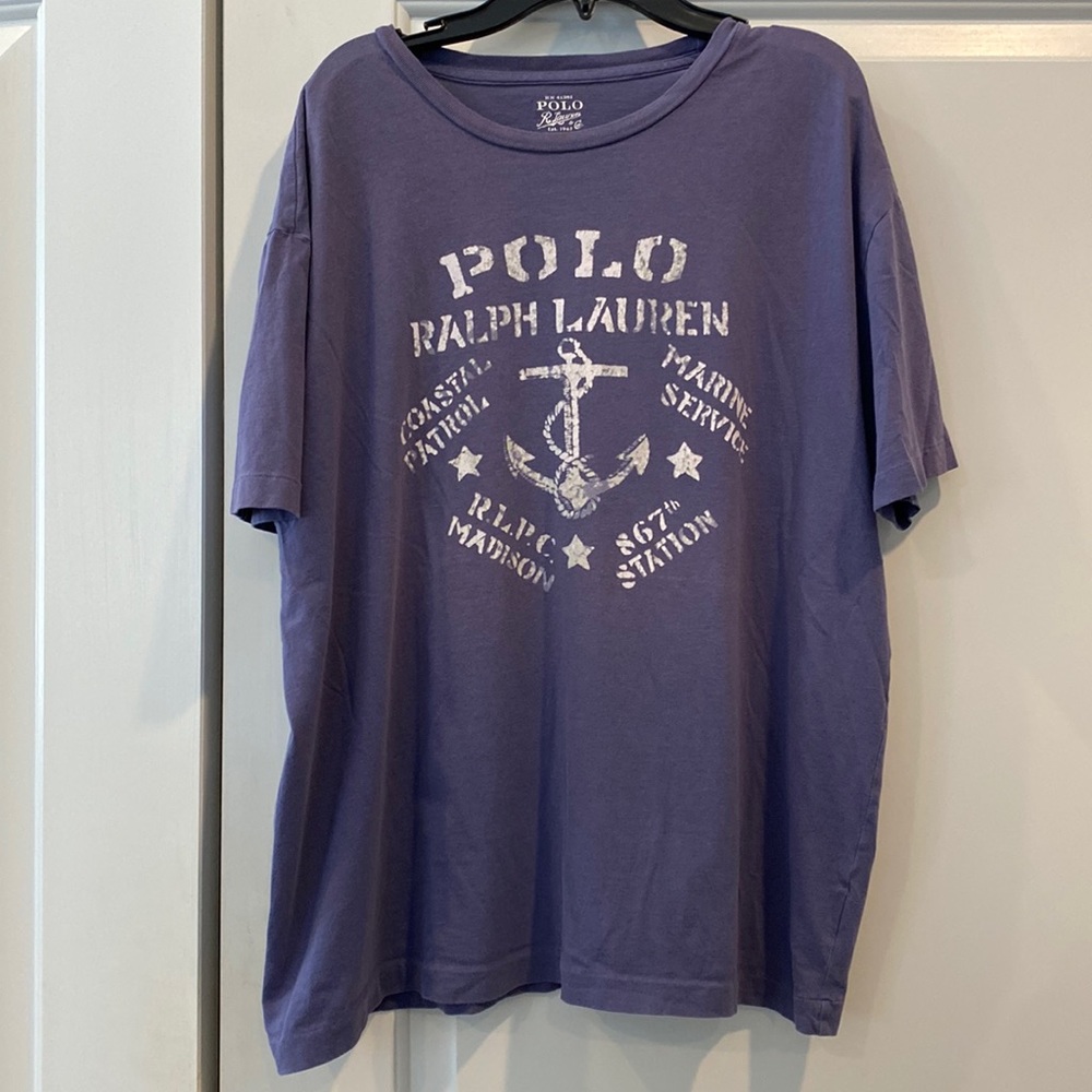 Polo blue shirt with anchor graphic